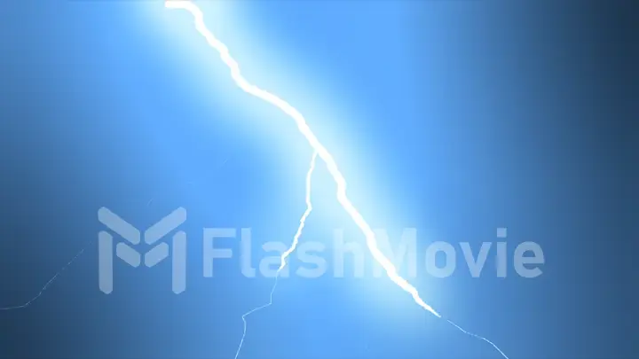 Several lightning strikes over black background. Blue. Electrical Storm. 3d illustration