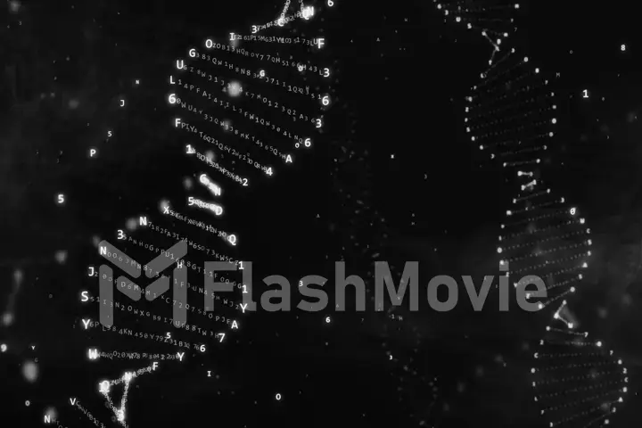 DNA rotation from hexadecimal code 3d illustration