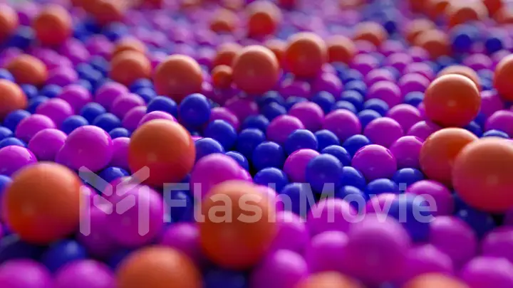Abstract colorful spheres and balls rolling and falling. 3d illustration