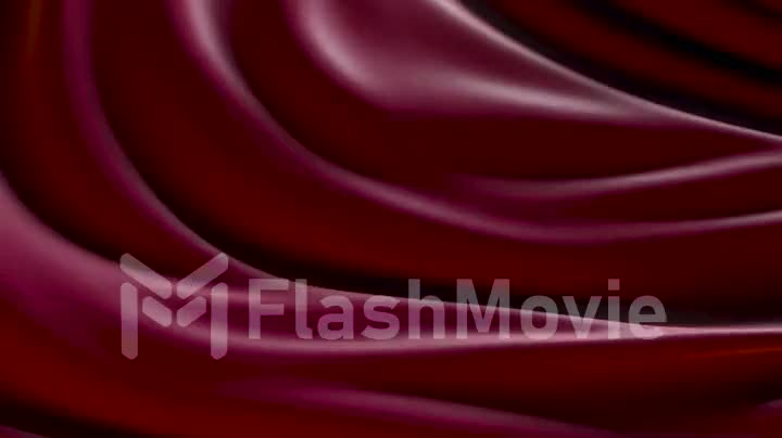 Animation of a red developing silk fabric. Elegant and luxurious fashionable dynamic style.