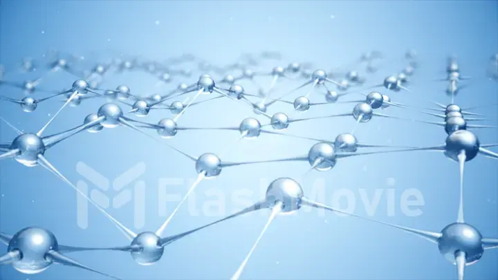 3d illustration slow moving of molecules or network from glass and crystal