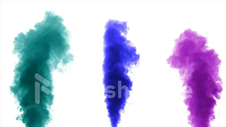 Colorful thick smoke on a white background isolated