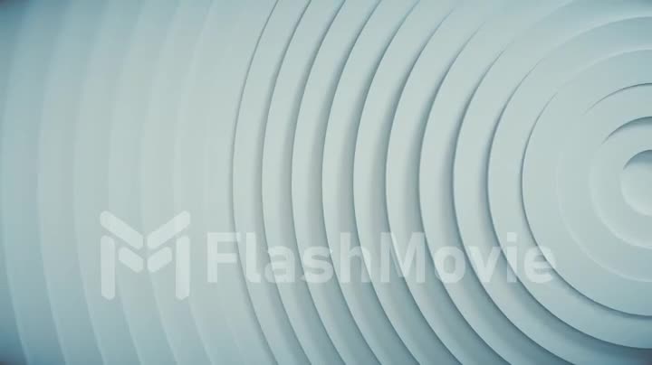 Abstract pattern of circles with displacement effect. White blank animation rings. Abstract background for business presentation. The center is shifted to the side. Seamless loop 4k 3d render