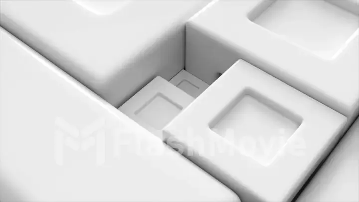 Abstract concept. The white square pieces of the mosaic. Geometric figures. Smooth surface. 3d illustration.