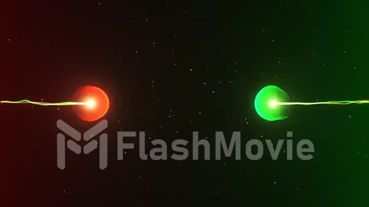 Two particles ready to collide to one another artistic image