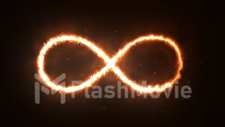 Infinity sign, fire flame, computer generated fractal background