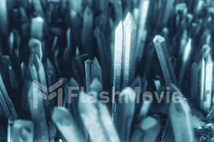 Blue frosted sharp bayonets of iron 3d illustration