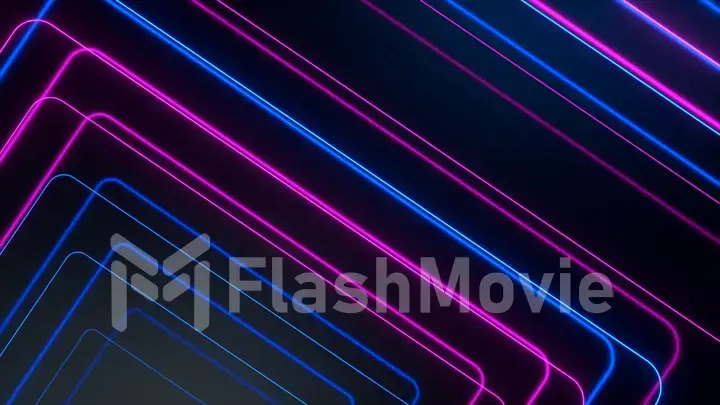 Blue pink glowing neon lines abstract tech futuristic motion background. 3d illustration