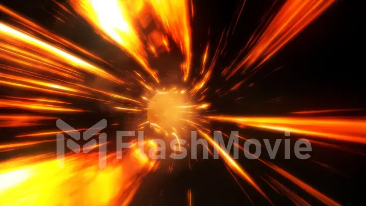 3d illustration abstract fire wormhole with flash