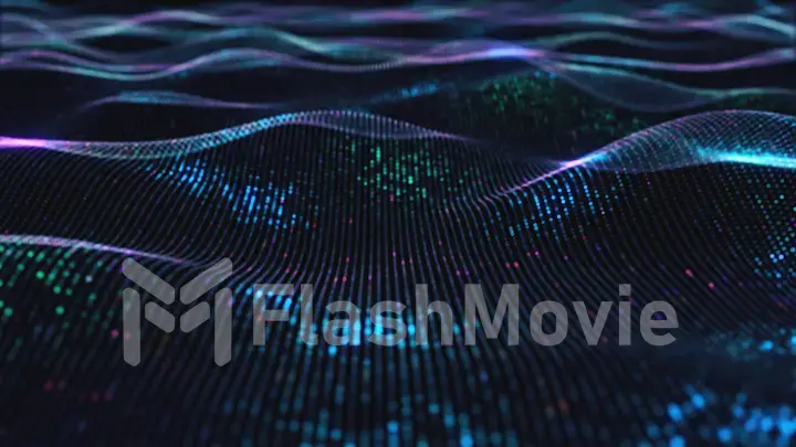 Abstract glowing virtual neural network. Futuristic coding or Artificial Intelligence concept 3d illustration
