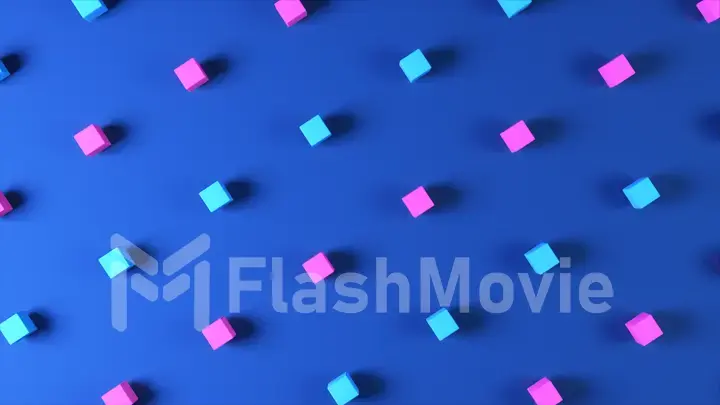 Abstract 3d illustration background made from moving colorful cubes.