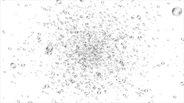 3d illustration beautiful motion through the underwater bubbles cloud on white backgrounds. Fast flowing bubbles mass.