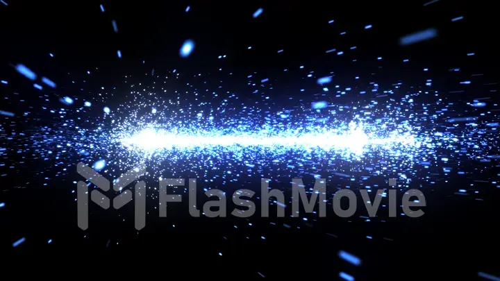 3d illustration of blue sparks flying into the camera