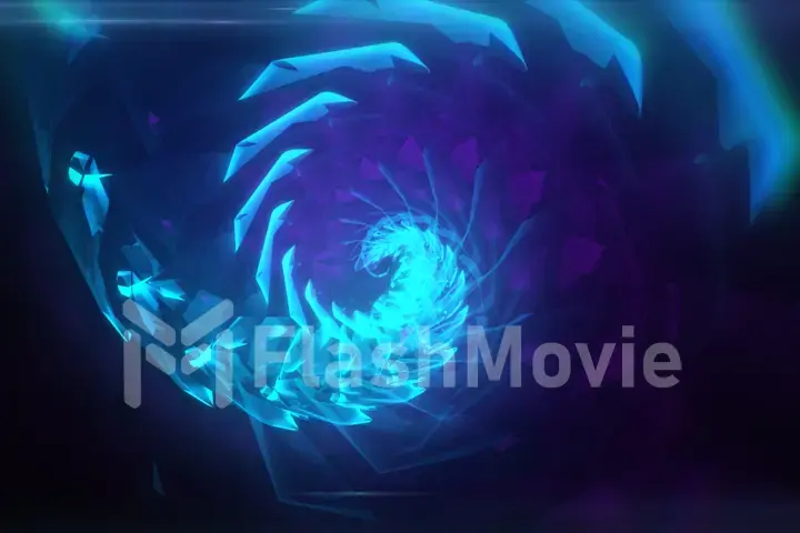 Blue abstract hypnotic background. Twisting spiral 3d illustration