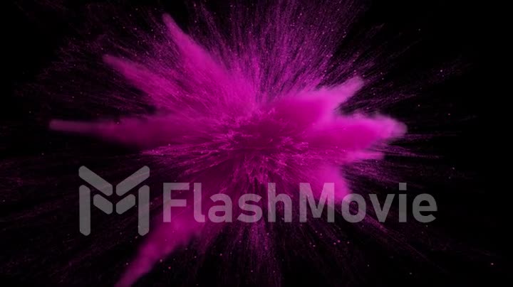 Super slow motion of purple colored powder explosion