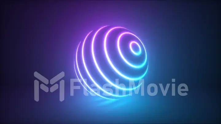 Abstract colorful glowing neon light sphere, laser show, blank space, disco ball, esoteric energy, abstract background, 3d illustration, ultraviolet spectrum