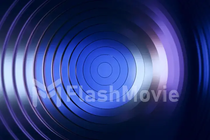 Abstract pattern of circles with the effect of displacement. Modern blue light. Clean rings animation. Abstract background for business presentation. 3d illustration
