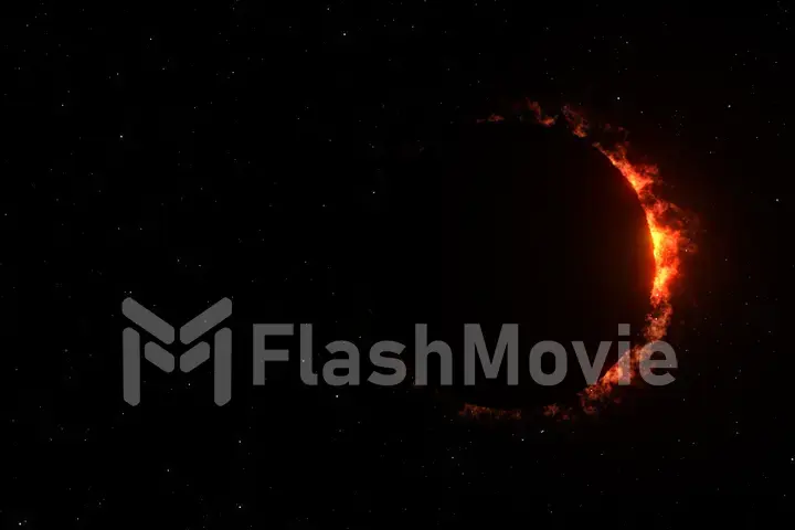 A beautiful bright full solar eclipse, the moon completely covers the sun 3d illustration