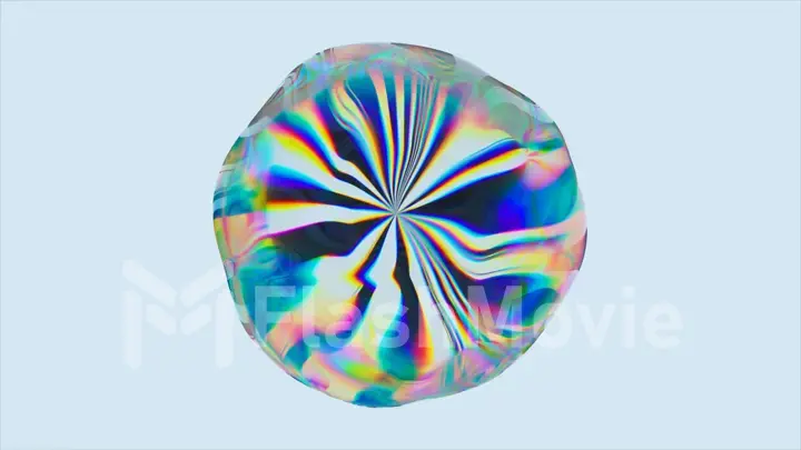 Abstract animation of a transparent sphere in the process of transformation. Light refraction. Prism effect. Dispersion