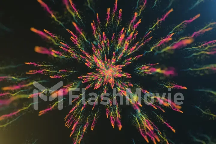 3d illustration of color powder explosion on black background