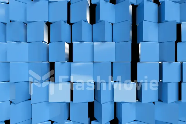 Metallic abstract cubes are turning, 3d illustration