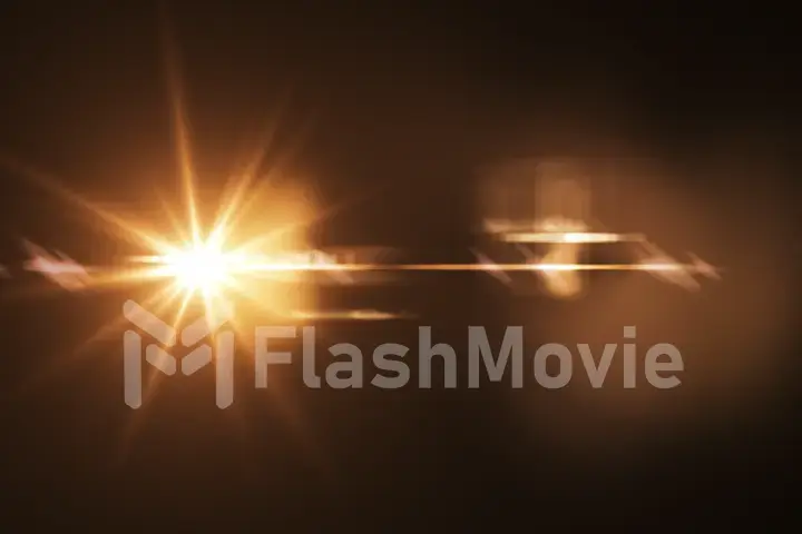 Natural sunny lens flare on the side on a black background