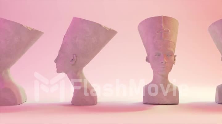 Glitch of Nefertiti head on light background. 4K. Ultra high definition. 3840x2160. 3D animation of seamless loop