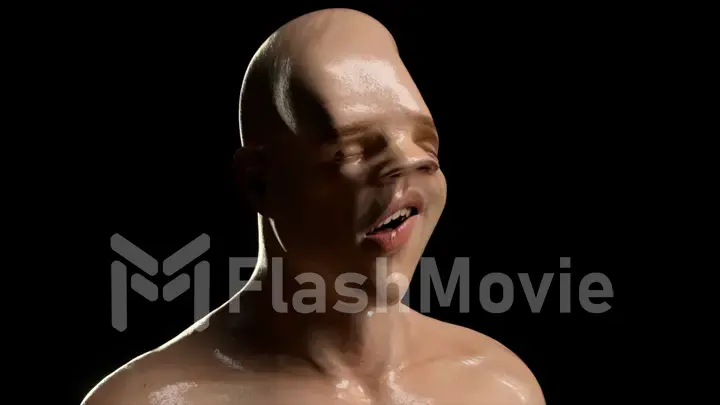 Funny 3d illustration of a wrinkling soft face. The human face is crumpled. Rest and relaxation concept.