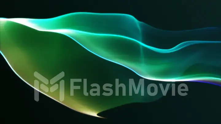 Modern abstract motion banner on dark green background 3d illustration