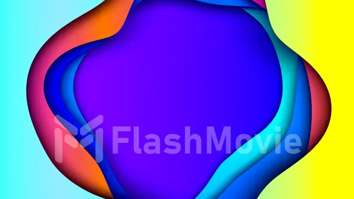 Abstract colorful background with multiple layers of wave surface with different gradients. Copy space. Childrens background. 3d illustration