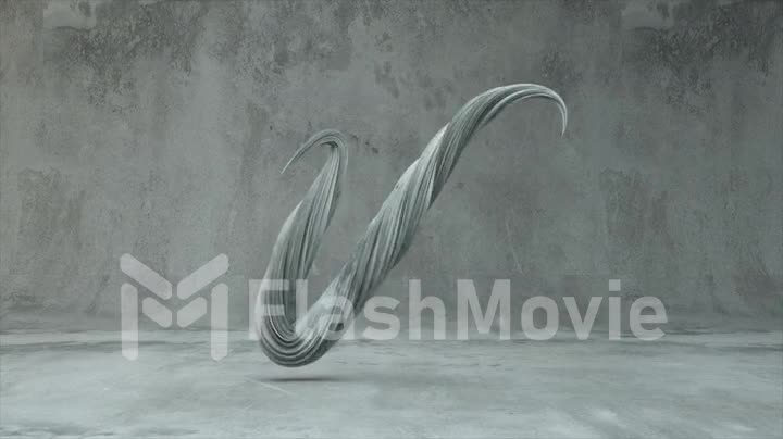 Collection Living Alphabet. Unique twisted letters. Gray concrete. Letter V. 3d animation of seamless loop with alpha