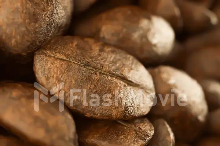 Falling coffee beans filling the screen, high quality 3D illustration