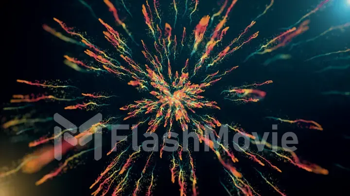 3d illustration of color powder explosion on black background