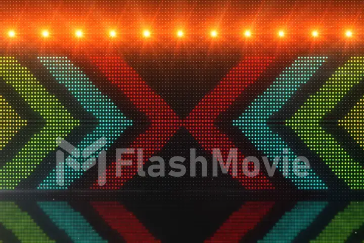 Flickering light background with arrows. Abstract digital backdrop. Technology 3d rendering.