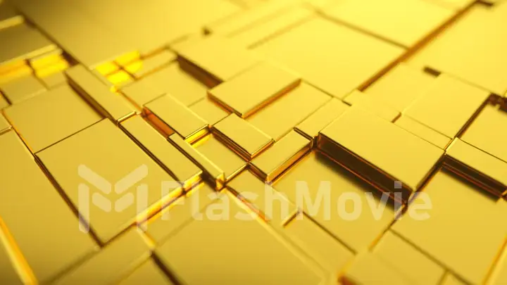 Abstract moving surface made of gold. 3d illustration