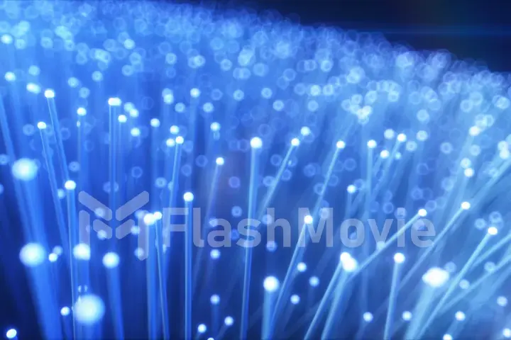 Millions of fiber optic wires transmitting a signal, flashing signal, the concept of the latest technology. 3d illustration