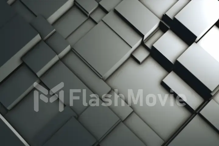 Abstract background of moving metal blocks 3d illustration