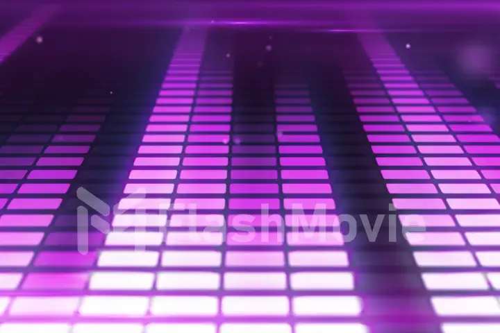 Music control levels in purple color bars. Audio equalizer bars moving.