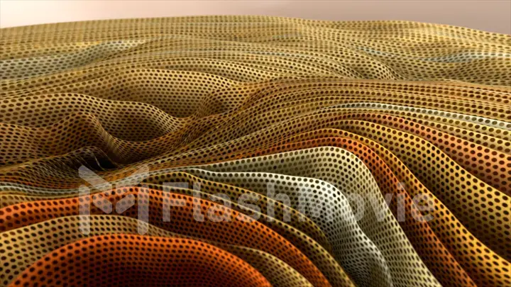 Abstract background. Beige brown fabric with polka dot print. The folds of fabric ripple. Waves on fabric.