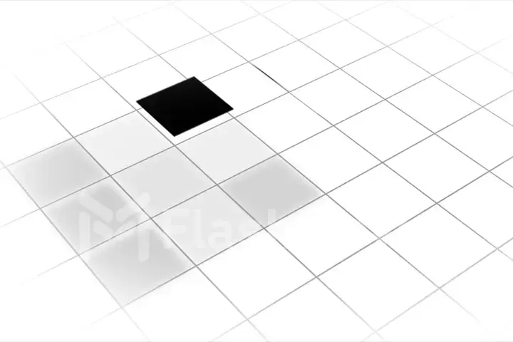 3d illustration of a glowing square in a grid. Seamless loop. Flat design. Place for your text . Concept of selection. Copy space
