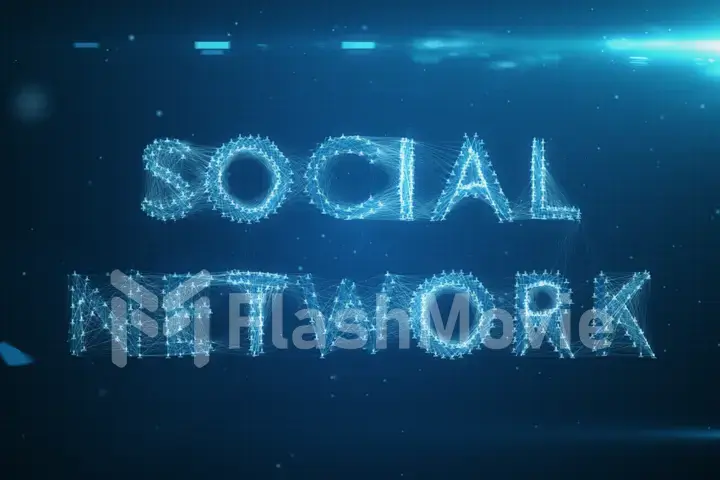 Connecting people on the internet, nodes transforming into the form of the word social network 3d illustration
