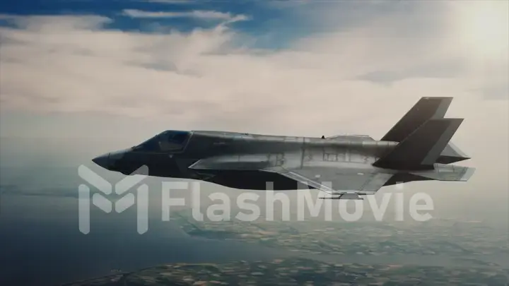 View of a fighter jet above the clouds