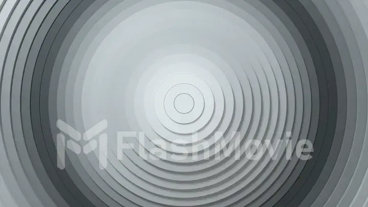 Abstract circles pattern with offset effect and smooth black and white gradient. Animation of light and dark clean rings. Abstract background for business presentation. 3d illustration