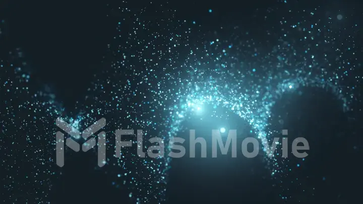 3d illustration flowing particles with beautiful flash light effects. Beautiful abstract background