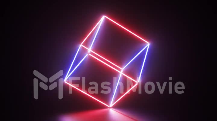 Abstract glowing neon lines creating a cube