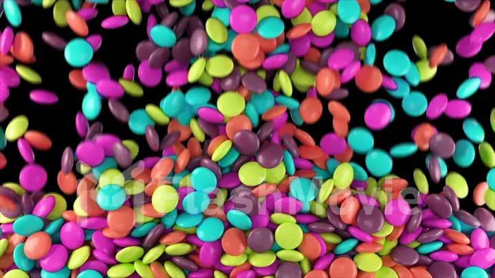 Colorful candy's motion falling down 3d illustration