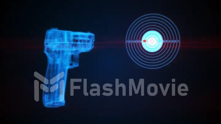 3d illustration of a pistol shooting at a target