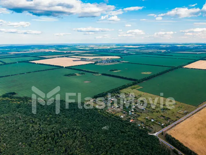 Farm fields with a bird's-eye view. Nature background