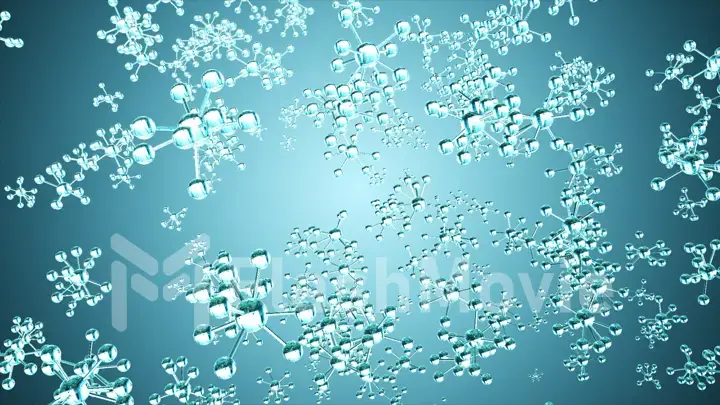 Abstract background with a molecules of water. 3d Illustration with DOF effect.