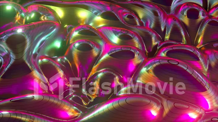 Abstract background of topographic map concept. Contour map stripes. Valleys and mountains. Geography concept. Wavy backdrop. Magic neon light curved swirl line. 3D illustration